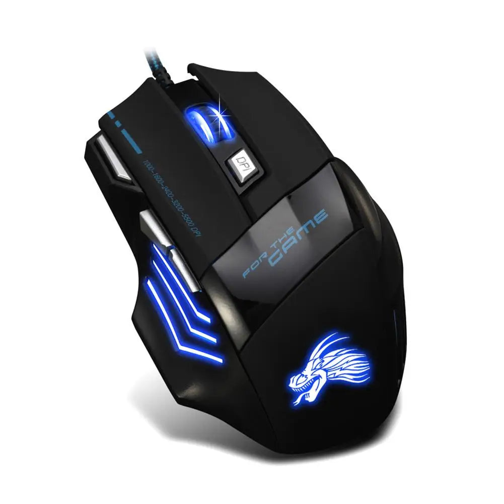 USB Wired Gaming Mouse, 7 Button Backlit Ergonomic Mice, 5500 DPI Backlight Adjustable Optical Mice for PC Gamer, Computer, Desktop