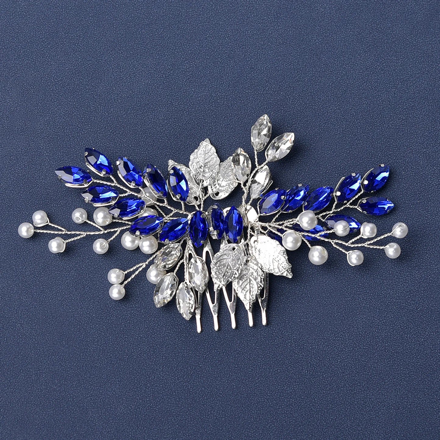 Crystal Pearl Hair Comb Clip Pin Alloy Leaf Hair Comb Handmade Headband Tiara For Women Bride Wedding Hair Accessories Jewelry
