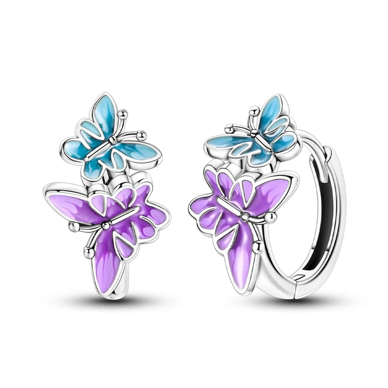 925 Sterling Silver Colored Zirconium Stars Hoop Earrings For Women Jewelry, Anniversary WeddingMaking Jewelry Gift