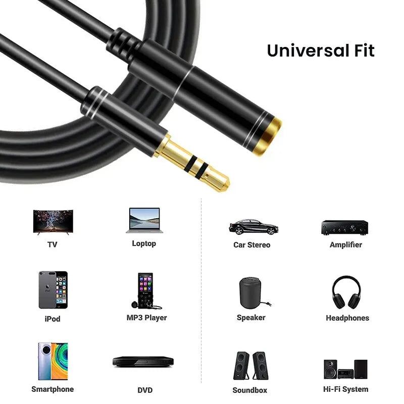 3.5mm Extension Cable, Headphone Extension Cable, Gold Plated Aux Cable Audio Stereo Jack, Male to Female TRS Cord 1m 5m, NIERBO