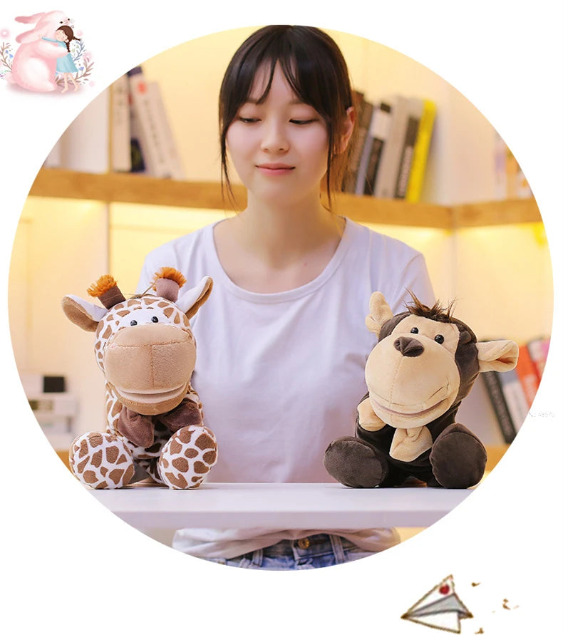 Cartoon Animal Hand Puppet Parent-child Game Doll, 35cm, Stuffed Gaming Doll, Lion Elephant Pig Appease Toys, Birthday Gifts For Children