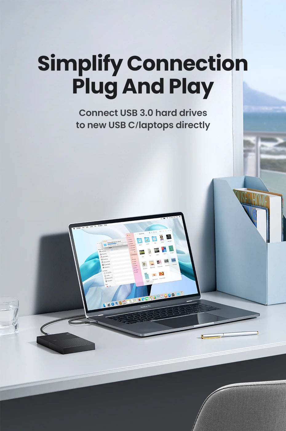 USB C to Micro B 3.0 Cable, 5Gbps 3A, Fast Data Sync Cord For Macbook Hard Drive Disk HDD, SSD Case USB Type C Micro B Cable ,UGREEN