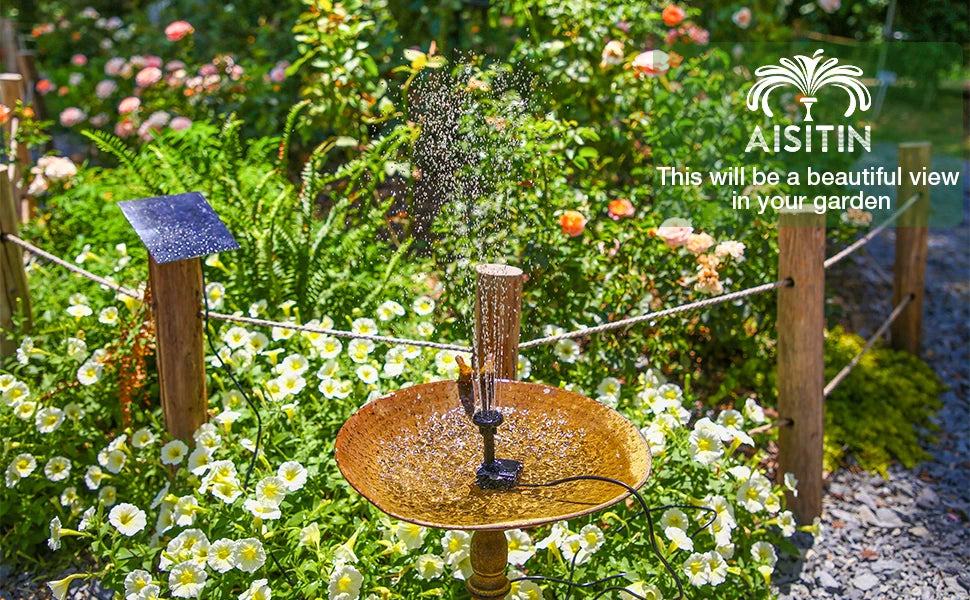 2.5W Solar Water Pump Fountain with 6Nozzles and 4ft Water Pipe, Solar Powered Pump for Bird Bath And Pond, Garden Solar Fountain Pump
