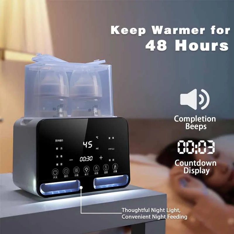 Baby Bottle Warmer Sterilizer, Multifunction Fast Milk Bottle Warmers with Timer Accurate Temperature Control, Newborn Accessories