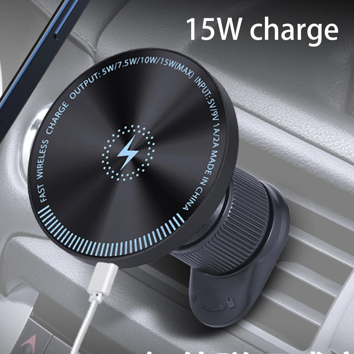 Magnetic Car Phone Holder, 15W wireless charge Vent Magsafe Ring Car MountFit for iPhone 14 13 12 Pro Plus, Mini MagSafe Case