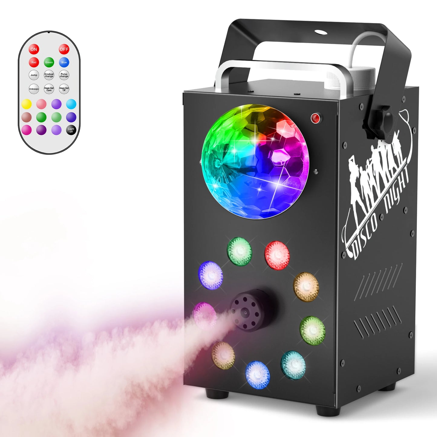 700W Smoke Machine, Wireless Remote Control Effect Fogger, 3in1 LED RGB Stage Light, Fog Machine, DJ Disco Party Halloween, U'King