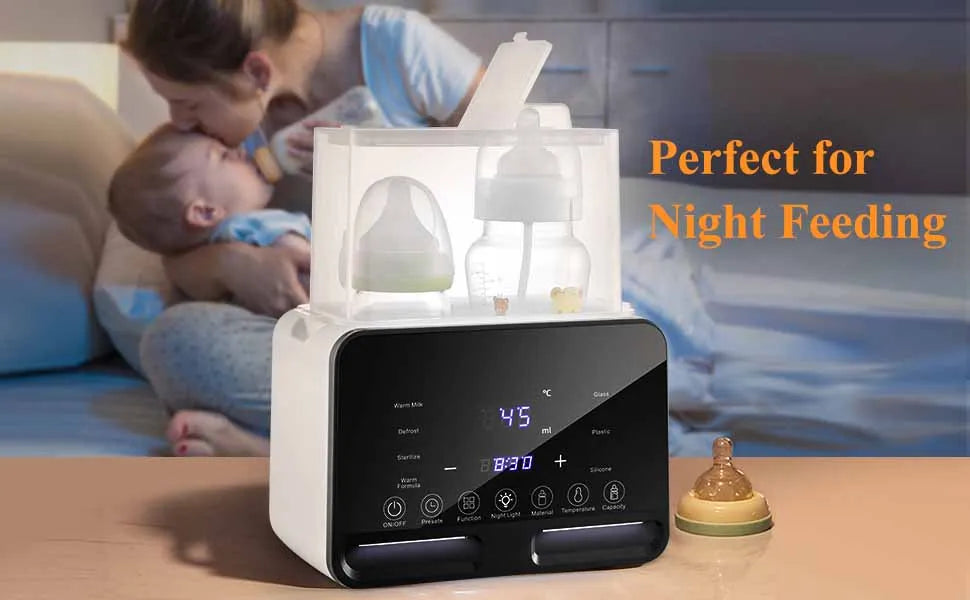 Baby Bottle Warmer Sterilizer, Multifunction Fast Milk Bottle Warmers with Timer Accurate Temperature Control, Newborn Accessories