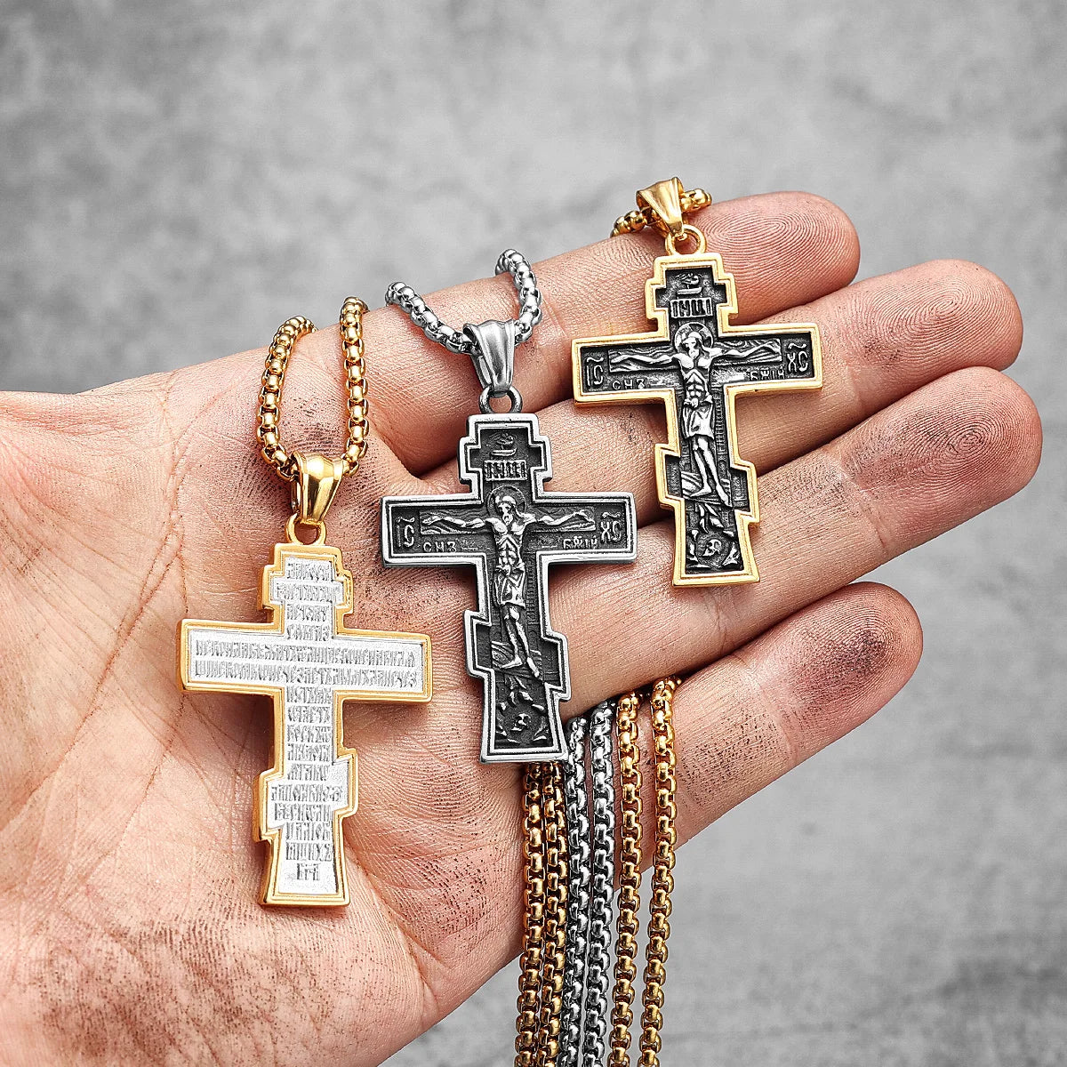 INRI Jesus Cross Amulet Stainless Steel Men Women Necklaces Pendants Chain Amulet Punk Trendy Jewelry Creativity Gift Wholesale