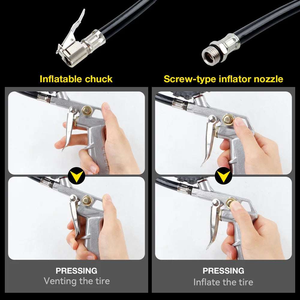220Psi/16Bar Car Tire Pressure Gun, Multi-Function Tire Pressure Monitoring Tool, Air Pressure Gauge, Suitable For Air Compressor