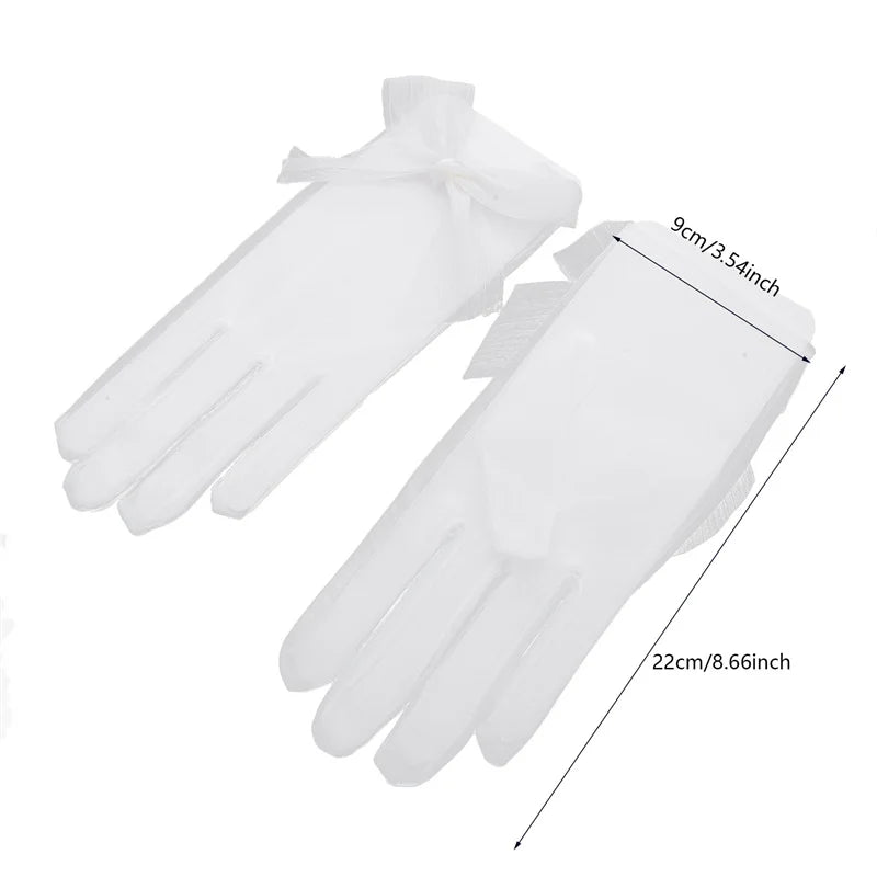 Sexy Transparent Black White Mesh Tulle Glove, Spring Summer Thin Short Glove, Party Dancing Dress Wedding Glove, Lolita New