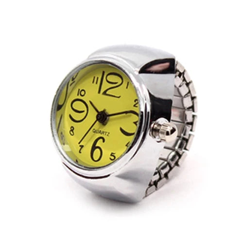 Vintage Punk Finger Watch, Mini Elastic Strap Alloy Watch, Couple Rings, Jewelry Clock, Retro Roman Quartz Watch Rings, For Women, For Men