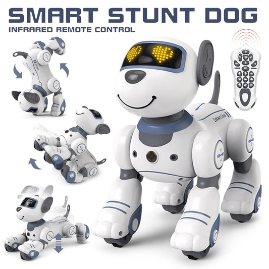 Robot perro inteligente de control remoto, electrónico, acrobático, con comando de voz, programable, sensible al tacto, con música y canciones, juguetes para niños