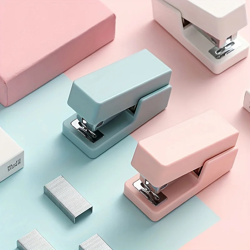 KHINSUN Mini Stapler Set, Portable Color Paper Binding Machine, Use 24/6 26/6 Staples Fashion, Stationery Office Supplies
