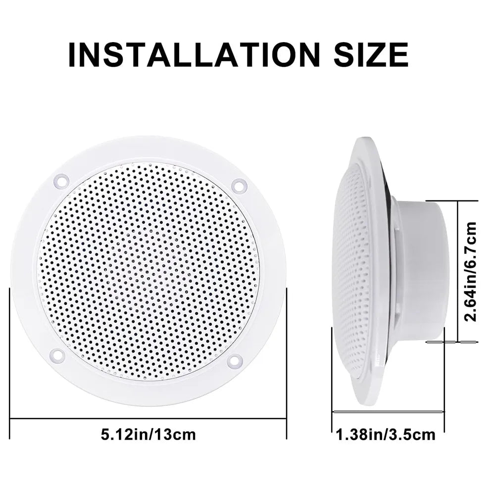 Herdio 4'' 160W 2PCS Waterproof Ceiling Speaker, Surround Sound Speaker For Kitchen Bathroom Yacht Outdoor Boat Home