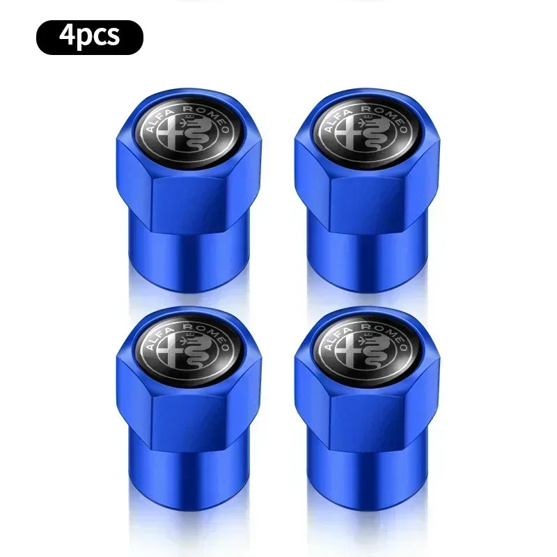 4Pcs Metal Car Wheel Tire Air Valve Caps Stem Covers For Alfa Romeo Mito Brera 147 Giulietta 159 156 Stelvio Sportiva Giulia
