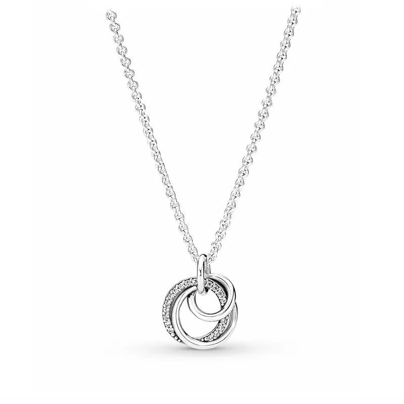 New S925 Silver Colored Zircon Necklace Earrings Suitable for Valentine's Day, Mother's Day, Anniversary Gift DIY Charm Jewelry