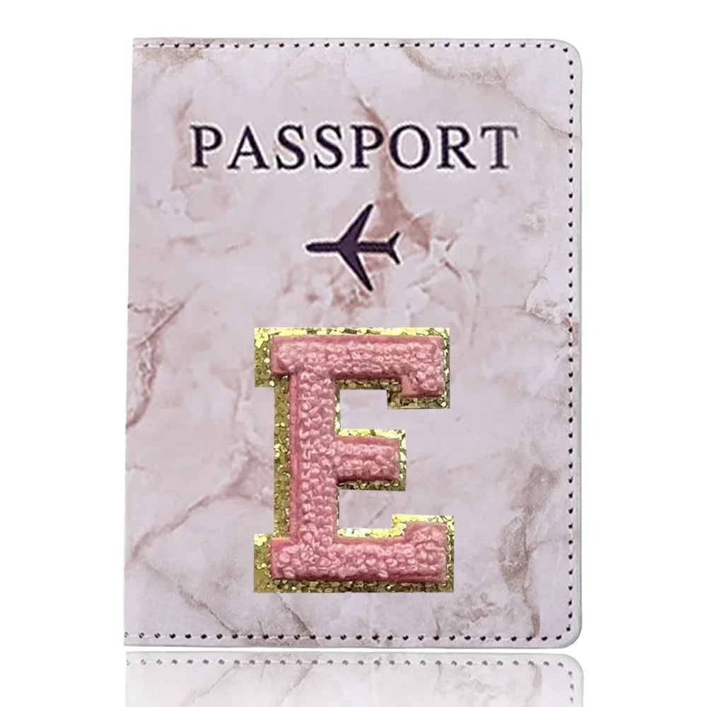 Fashion Passport Protective Cover, Embroidery Letter Pattern Travel Passport Holder, Wallet Gift PU Leather Card Case Cover Unisex
