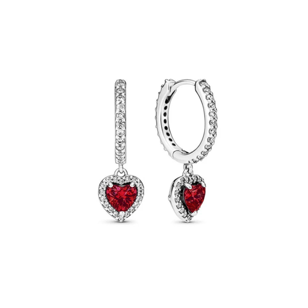 New S925 Silver Colored Zircon Necklace Earrings Suitable for Valentine's Day, Mother's Day, Anniversary Gift DIY Charm Jewelry