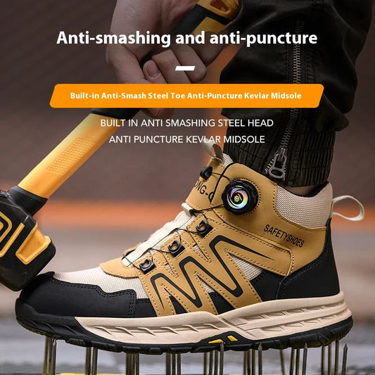 Botas de seguridad nuevas para hombre, zapatos de trabajo indestructibles, zapatillas deportivas con puntera de acero, botas protectoras, antiaplastamiento, antipunción, botas tácticas de trabajo