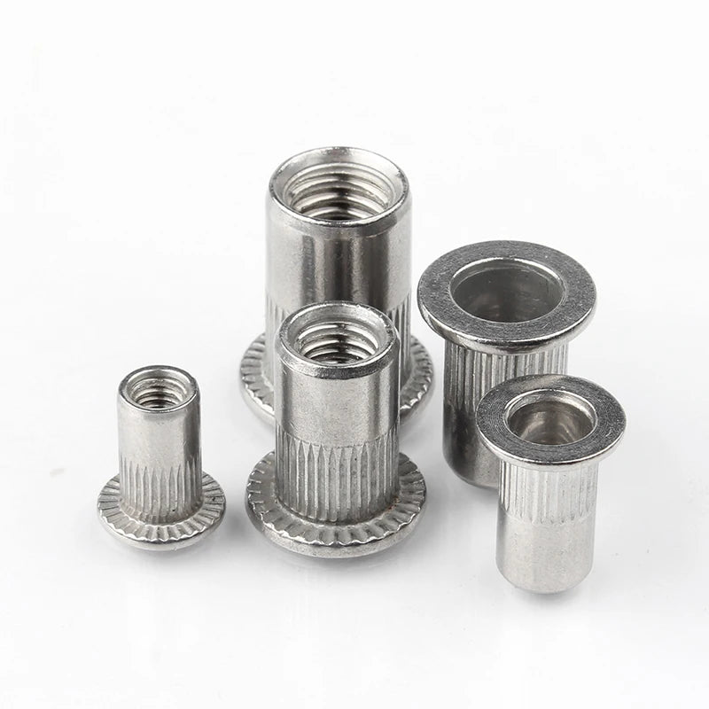 M3 M4 M5 M6 M8 M10 304 Stainless Steel Rivnut Flat Head Threaded Nut Vertical Stripe Rivets Insert Nutsert Cap Rivet Nuts