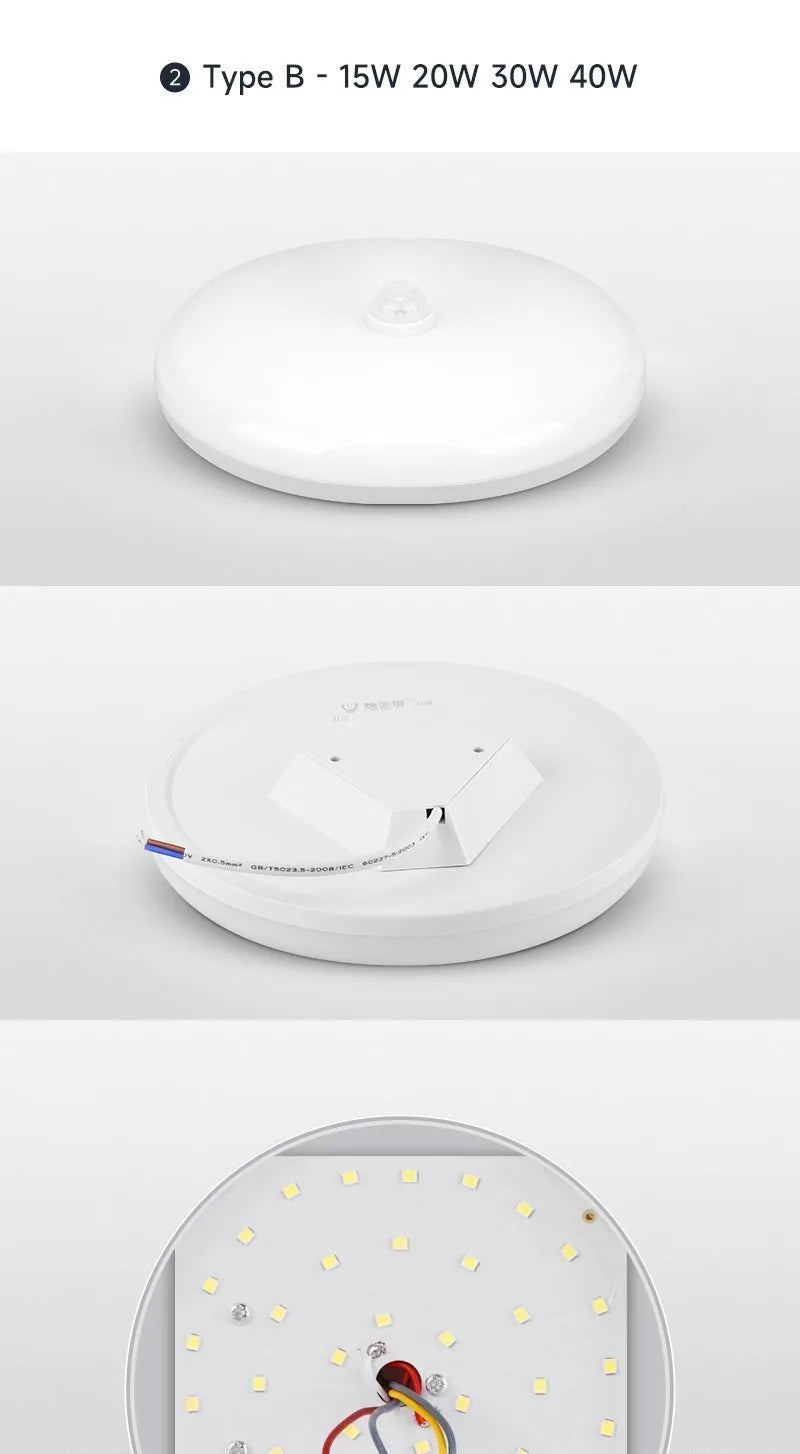 Led Ceiling Lamp With Motion Sensor, 40W 30W 20W 18W 15W 12W, Led Ceiling Light Fixtures For Entrance Balcony Corridor 110V 220V
