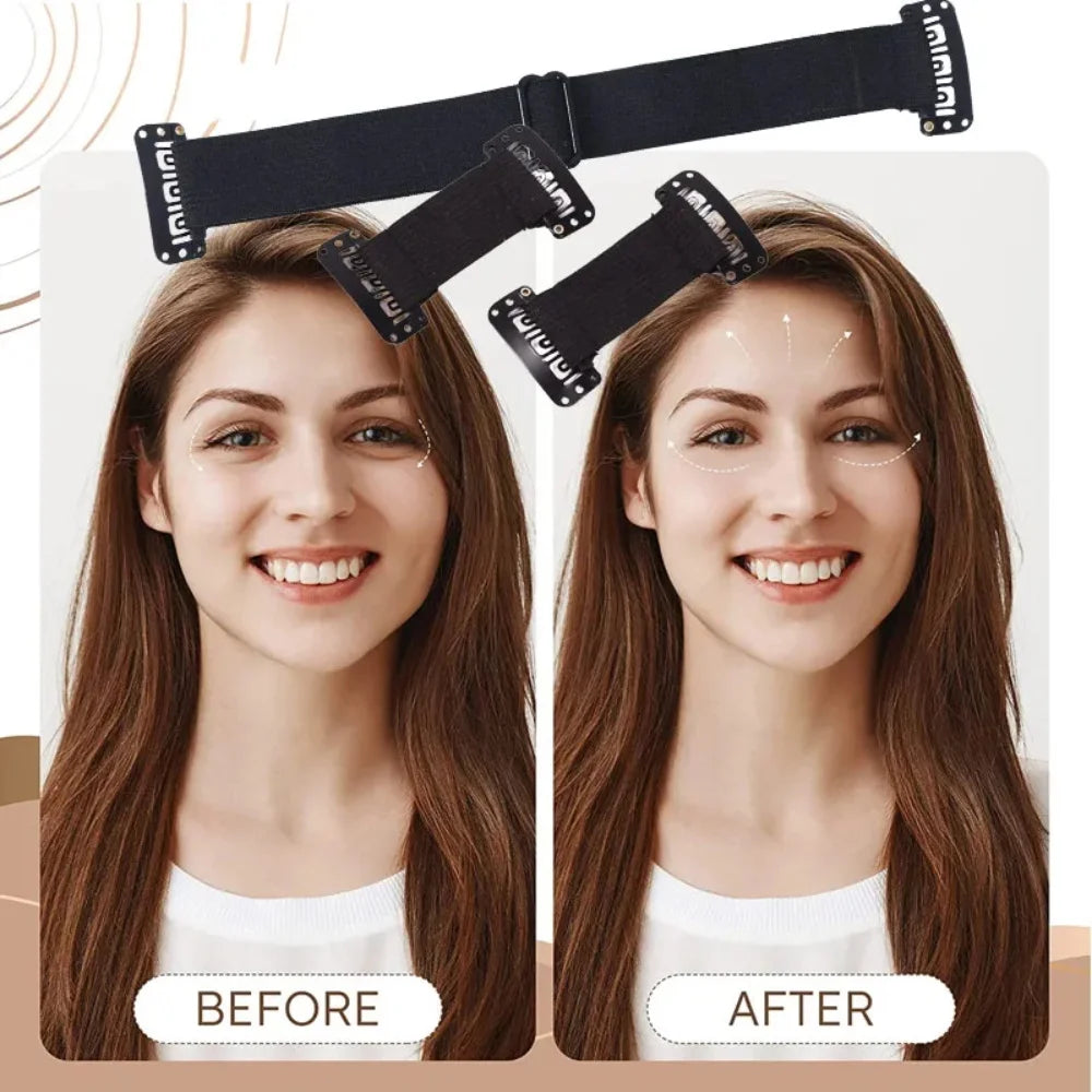 Portable Facelift Bands, Adjustable Invisible Eyebrows and Eyes lift, Reusable women Elastic Stretching Strap Hairpin Hair Holder