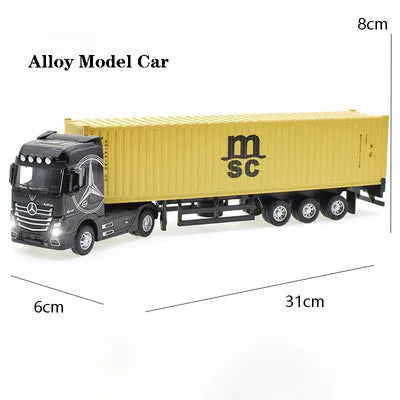 1:50 Diecast Alloy Truck Head Model Toy, Container Truck Pull Back With Light Engineering, Transport Vehicle Boy Toys For Children