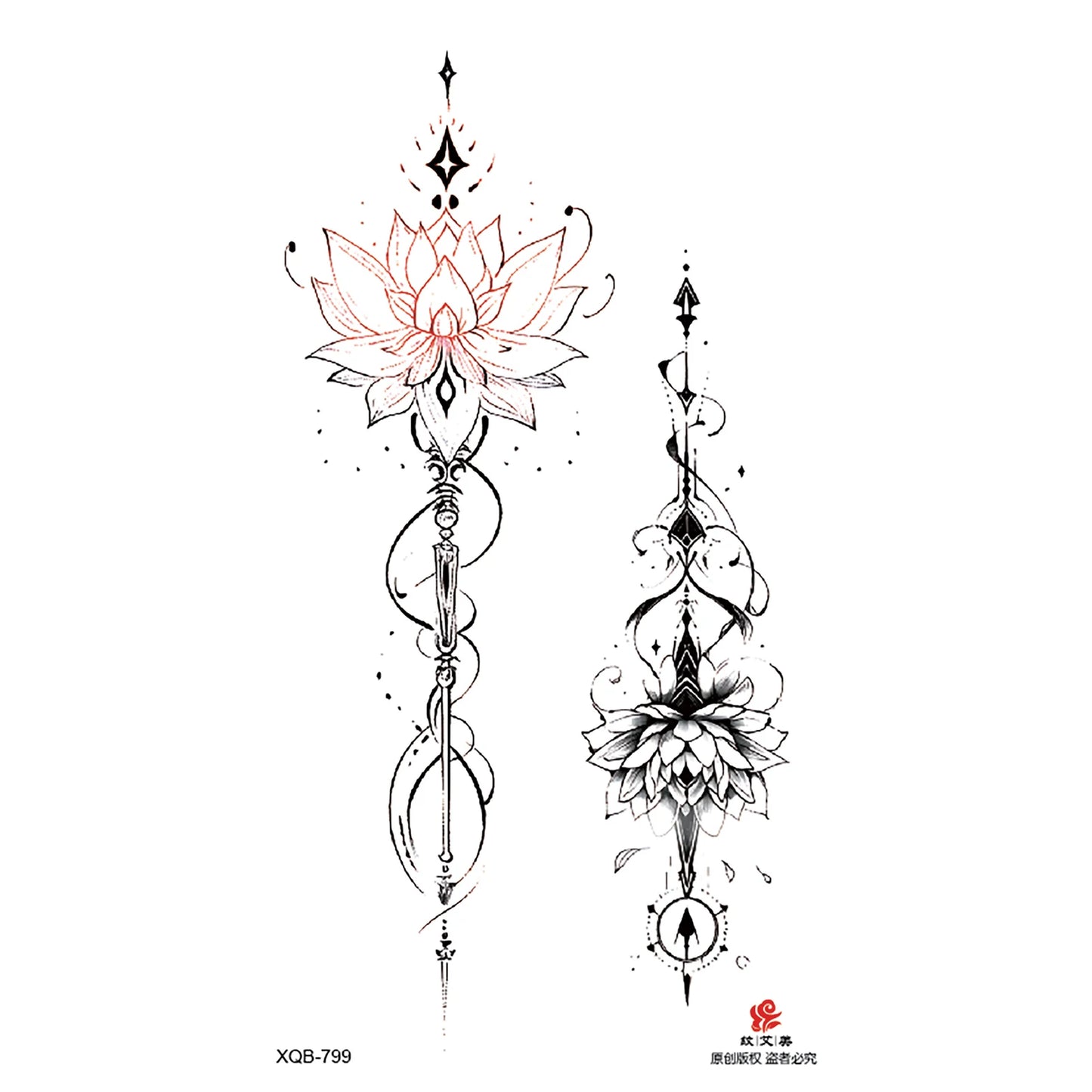 Black Flower Waterproof Temporary Tattoo Sticker, Beauty Butterfly Rose for Women, 3D Flash Body Arm Art Washable Fake Tattoos