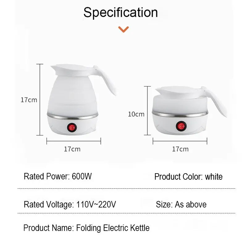 Foldable and Portable Teapot Water Heater 600ML Household Travel Electric Water Kettle 220V Kitchen Appliances Water Boiling Pot
