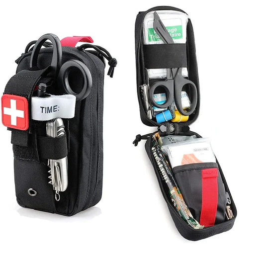 Tactical First Aid Kit Tourniquet Medical Rescue Molle Pouch Survival Gear for Camping Hiking Emergency Preparedness