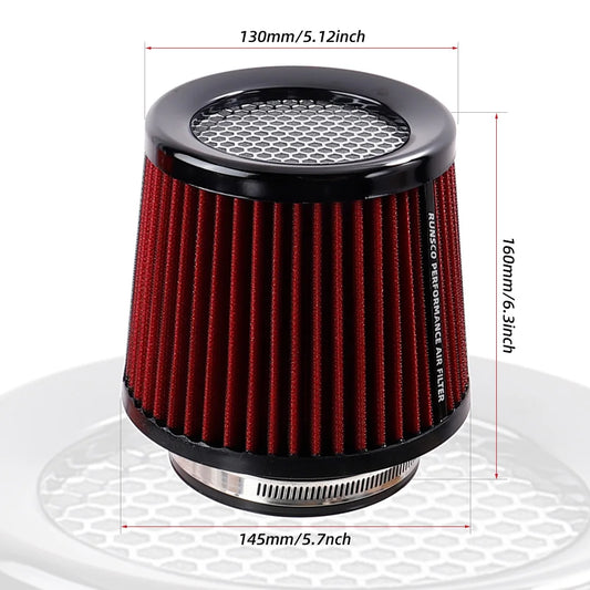 Filtro de aire de admisión cónico frío de alto flujo de 76MM 89MM 101MM 2.5 pulgadas 3 pulgadas 3.5 pulgadas, modificación de filtro de aire universal para coche de carreras