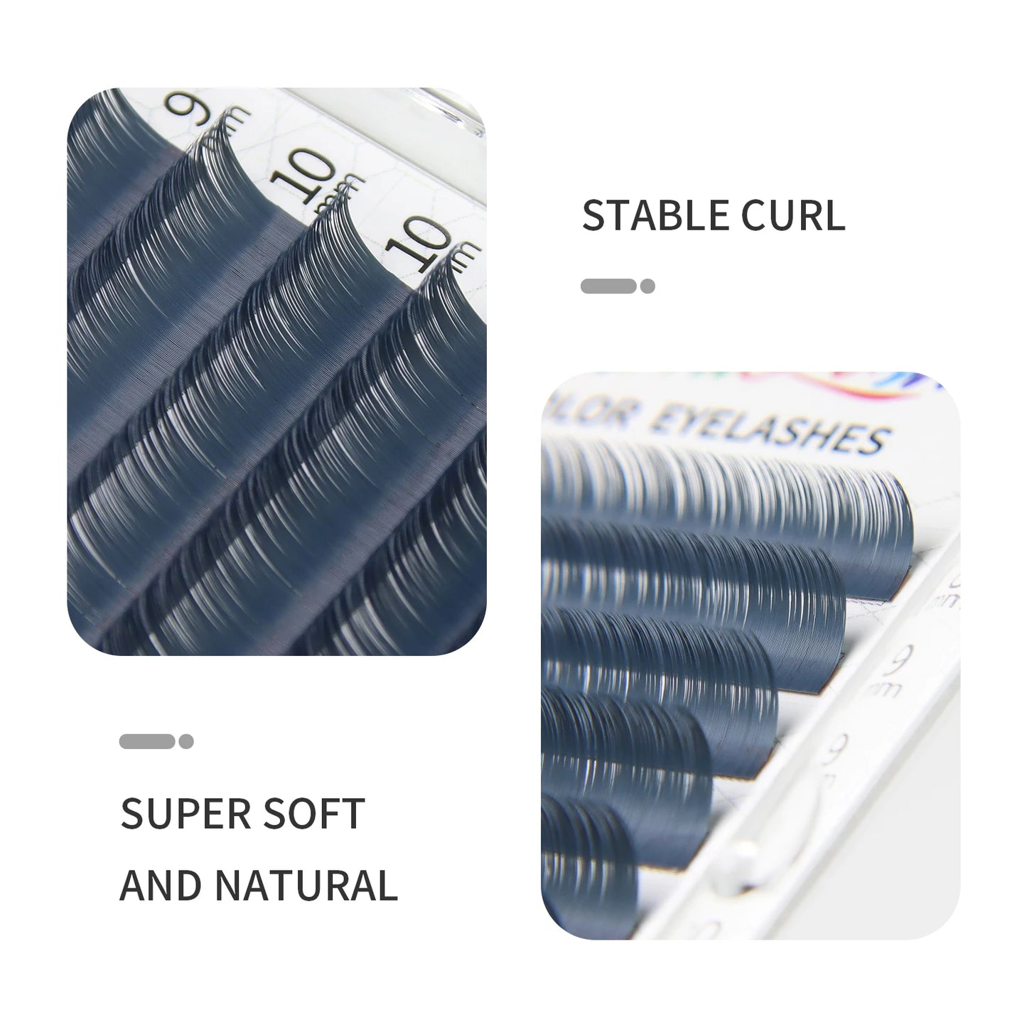 Colored Lashes, Lake Blue/ Lavender/ Cinnamon/ Dark Green/ Matcha Grey, Individual Natural False Colorful Eyelash Extension, GLAMLASH