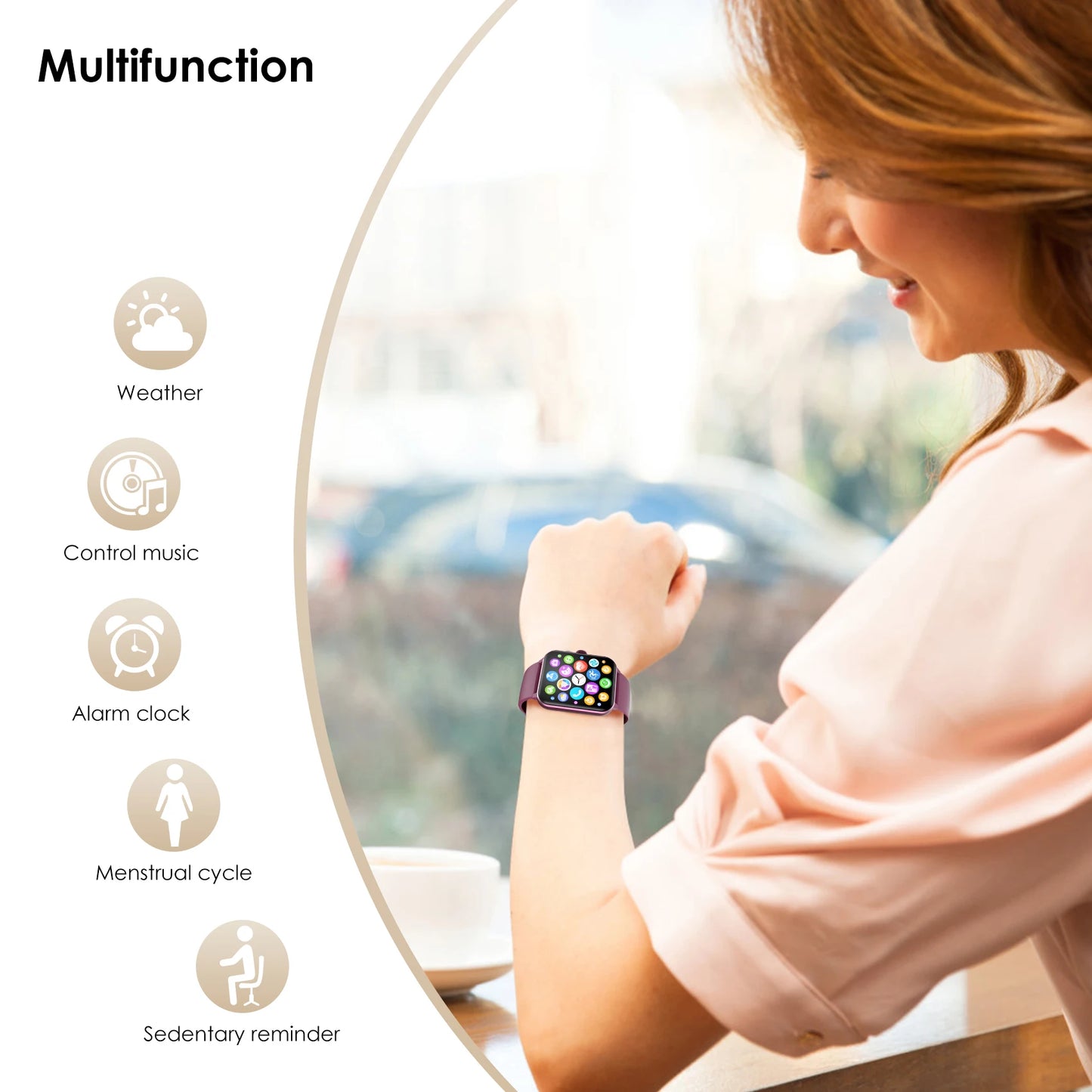 Blackview R50 Smart Watch, Heart Rate Monitor 1.85'' HD Screen, 100+ Sport Modes, Men Women, Outdoor Watch for IOS Android