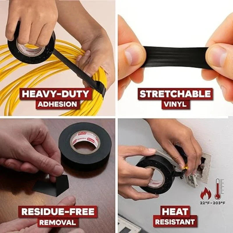 10/100M High-Temperature Resistant Black Rubber Electrical Tape, Durable and Soft Insulating Adhesive, for Industrial Use