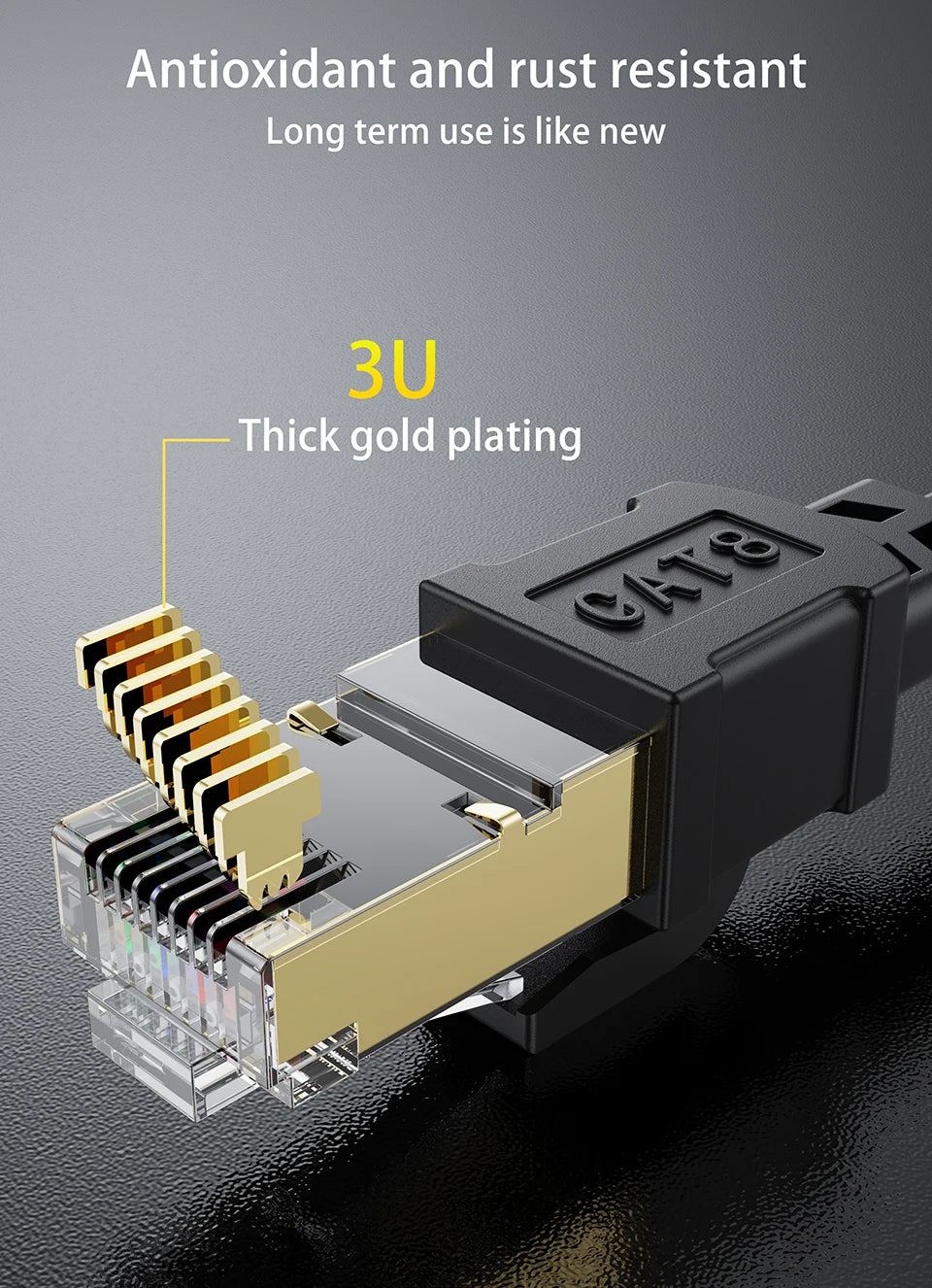 CAT8 Ethernet Cable 40Gbps 2000MHz, CAT8 RJ45 Network Lan Patch Cord Flat, 10m 15m 20m 30m, 50ft 100feet for Modem Router PS 5/4