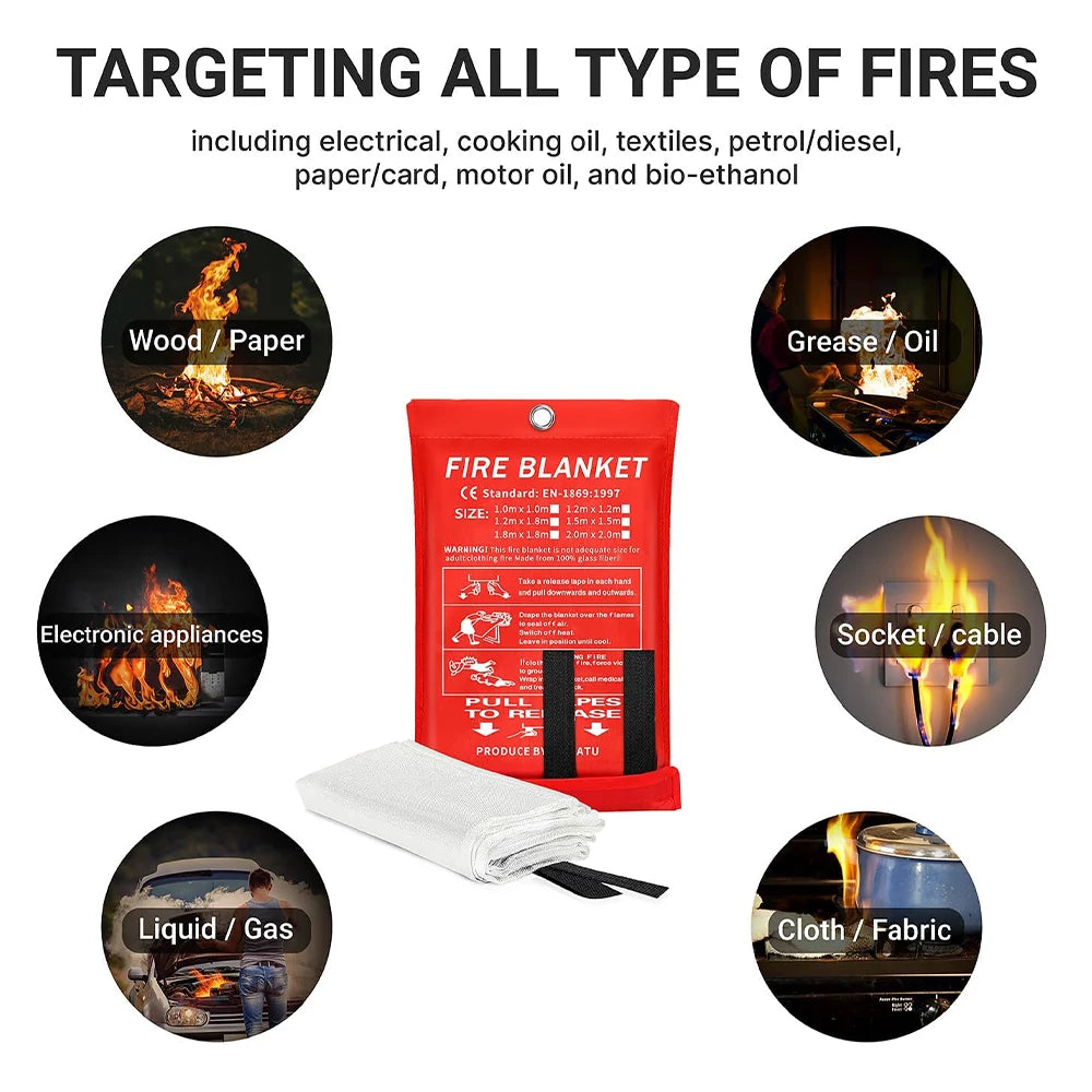 Emergency Fire Blanket, Fire Suppression Blanket, Rescue Shelter, Safety Cover