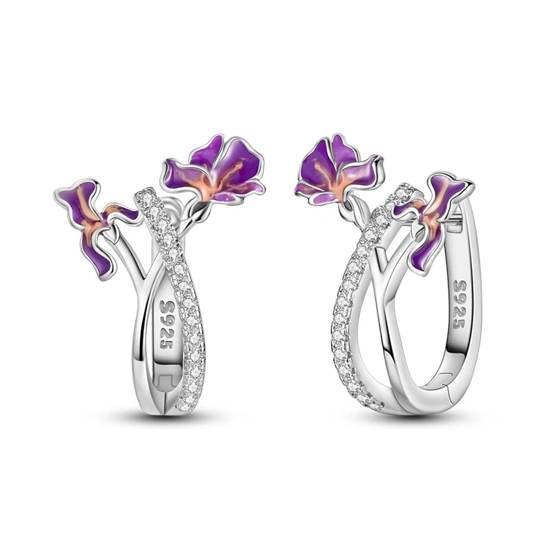 925 Sterling Silver Colored Zirconium Stars Hoop Earrings For Women Jewelry, Anniversary WeddingMaking Jewelry Gift