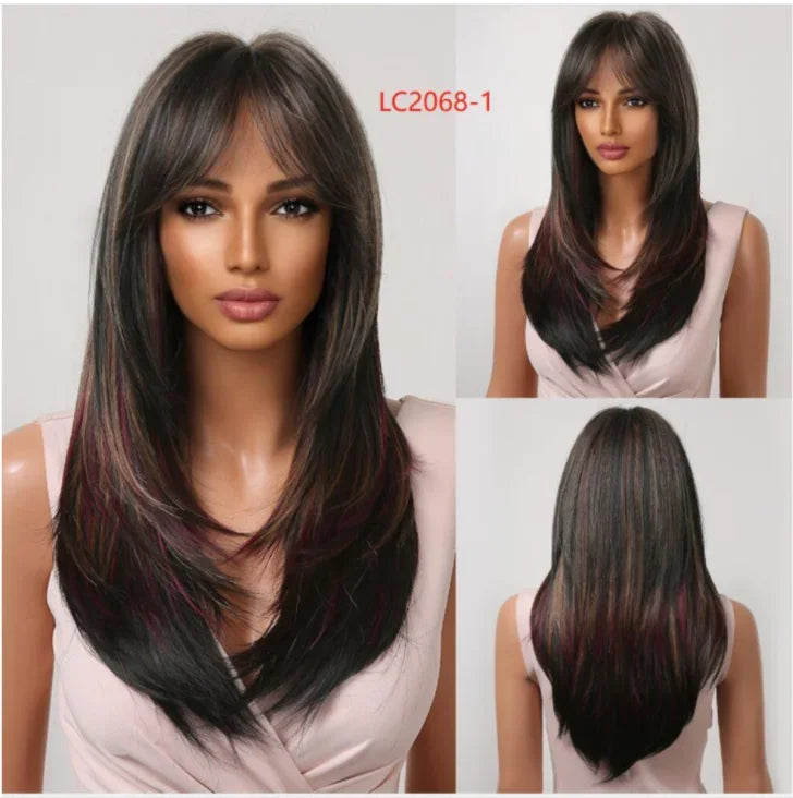 CharmSource Blonde Long Hair Natural Straight Wig, Synthetic Wigs  for Women Daily Party High Density