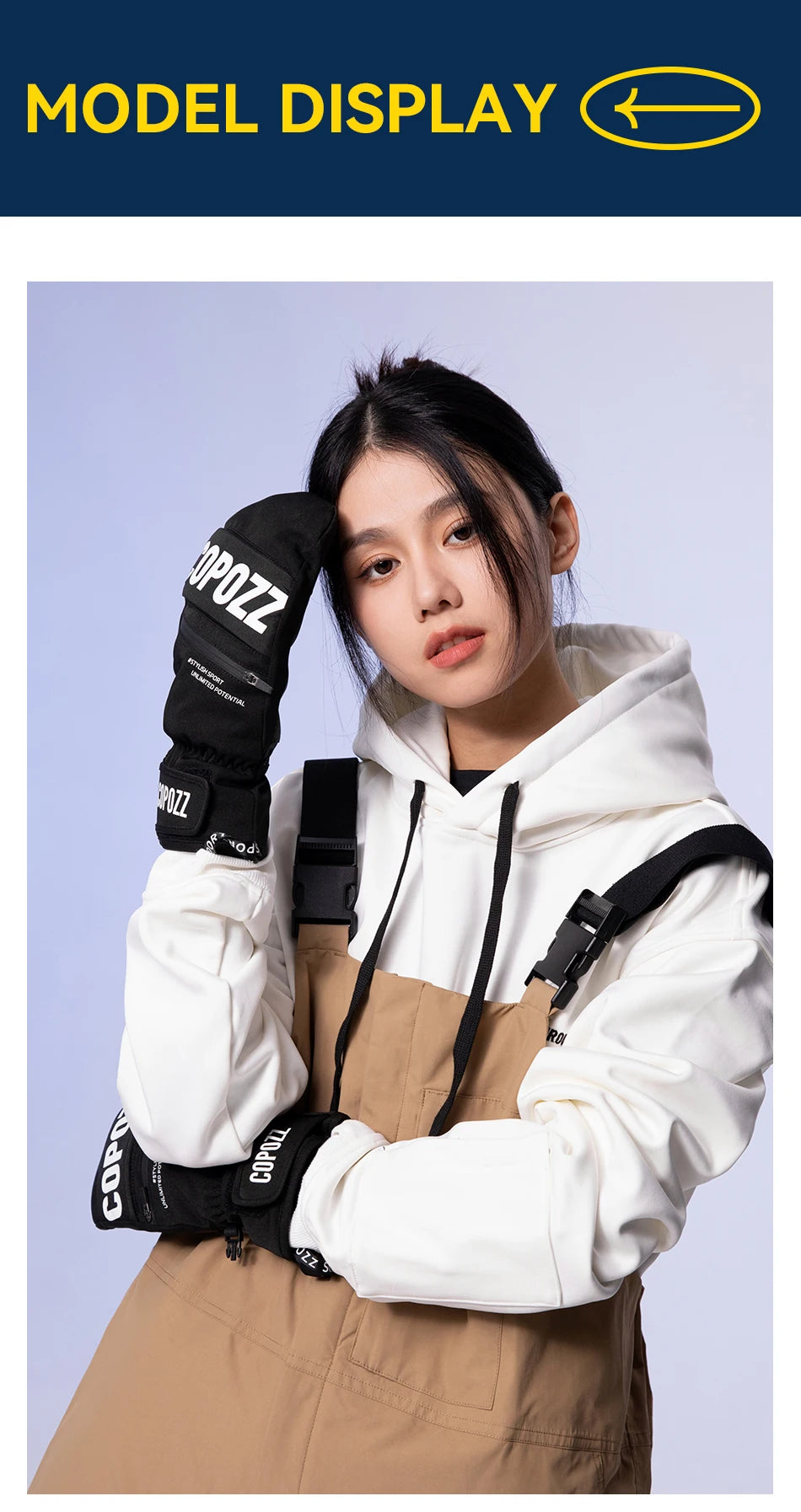 3M Thinsulate Thick Adult Teenage Professional Snowboard Ski Gloves, Windproof Winter Warm Thermal Snow Mittens, Snowmobile Gloves, COPOZZ
