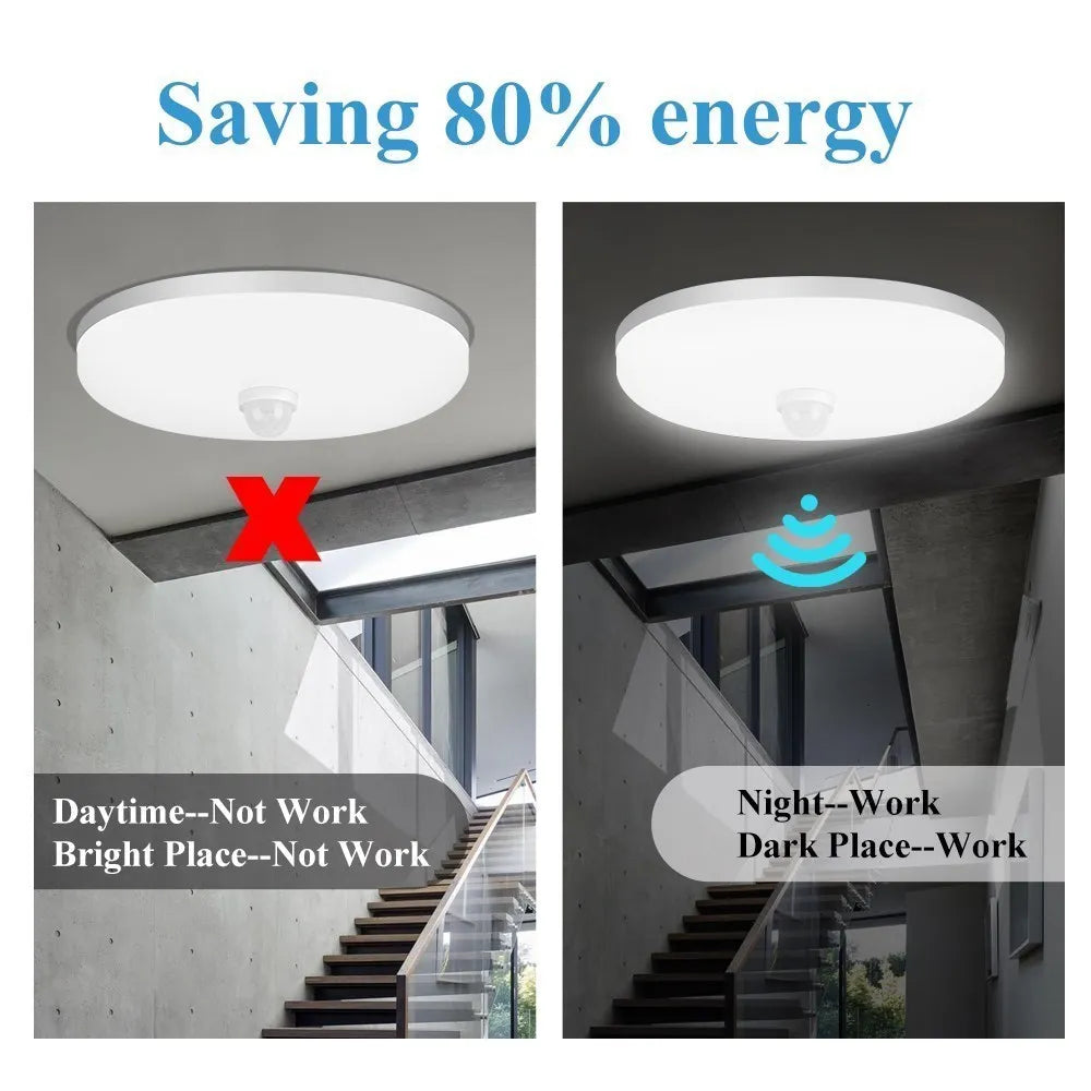 Led Ceiling Lamp With Motion Sensor, 40W 30W 20W 18W 15W 12W, Led Ceiling Light Fixtures For Entrance Balcony Corridor 110V 220V