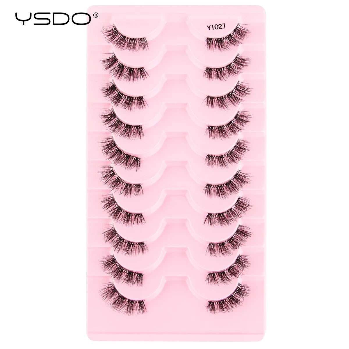 YSDO 5/10 Pairs Half Lashes Cat Eyelashes Soft Natural Clear Band False Lashes Natural Wispy Faux 3d Mink Eyelashes Makeup Tools
