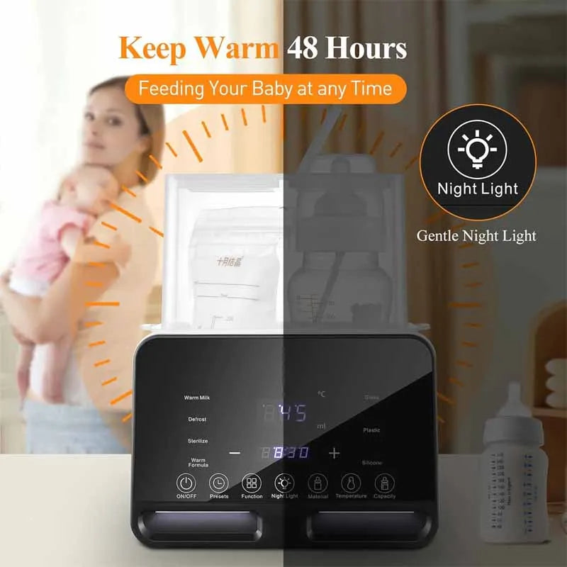 Baby Bottle Warmer Sterilizer, Multifunction Fast Milk Bottle Warmers with Timer Accurate Temperature Control, Newborn Accessories