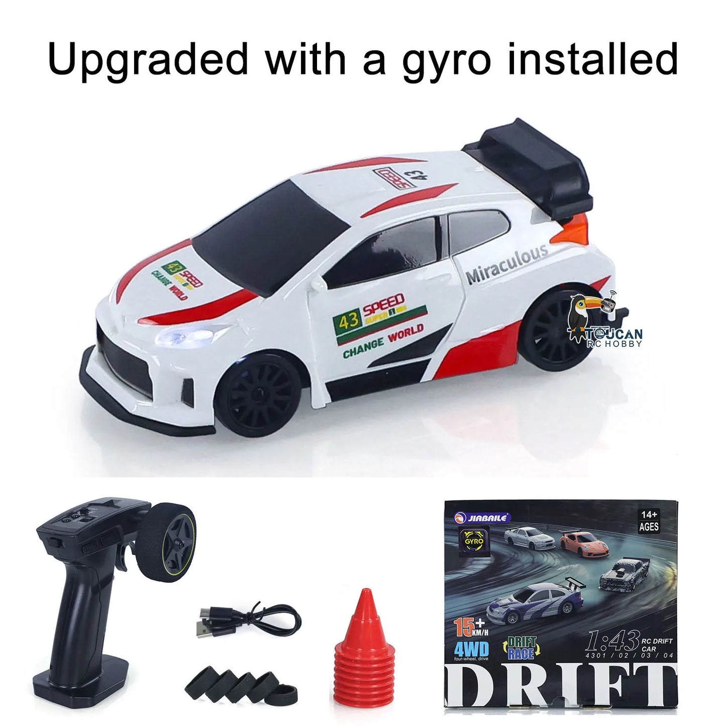 New RC Drift Car, Upgraded Gyro 1/43 Racing RTR 4WD Four-wheel Drive High Speed Radio Control Model 2.4g, Drift Race Car Mini Gift