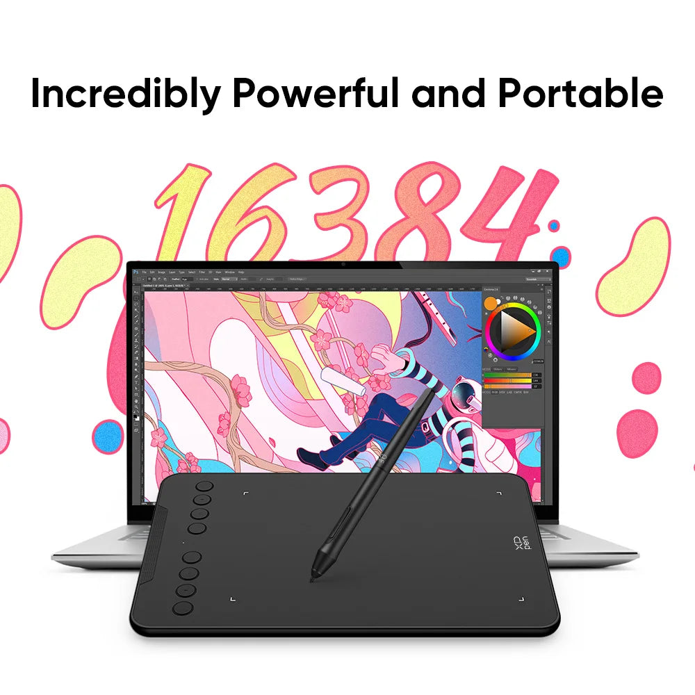 XPPen Deco Mini7 V2 Graphics Tablet, 7*4.3 Inch Digital Drawing Tablet, 8 Keys 16384 Levels 60 Tilt for Art Drawing Signature