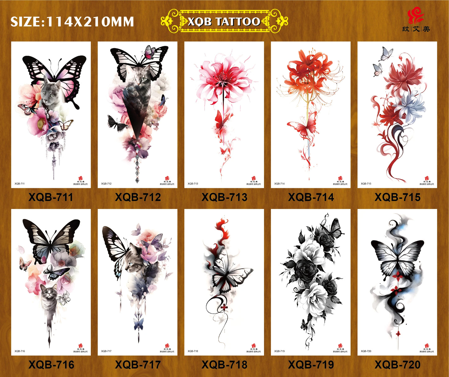 Black Flower Waterproof Temporary Tattoo Sticker, Beauty Butterfly Rose for Women, 3D Flash Body Arm Art Washable Fake Tattoos