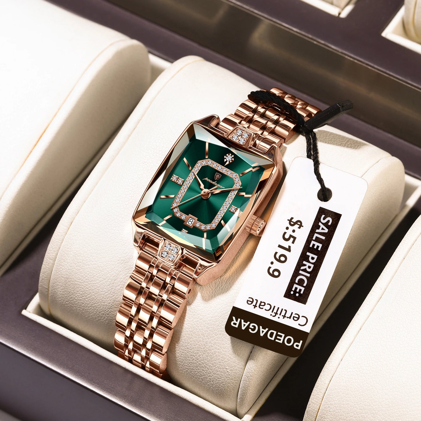 Luxury Watch For Woman, Waterproof Calendar High Quality Ladies Watch, Stainless Steel Quartz Women's Watches With Elegant Box, POEDAGAR