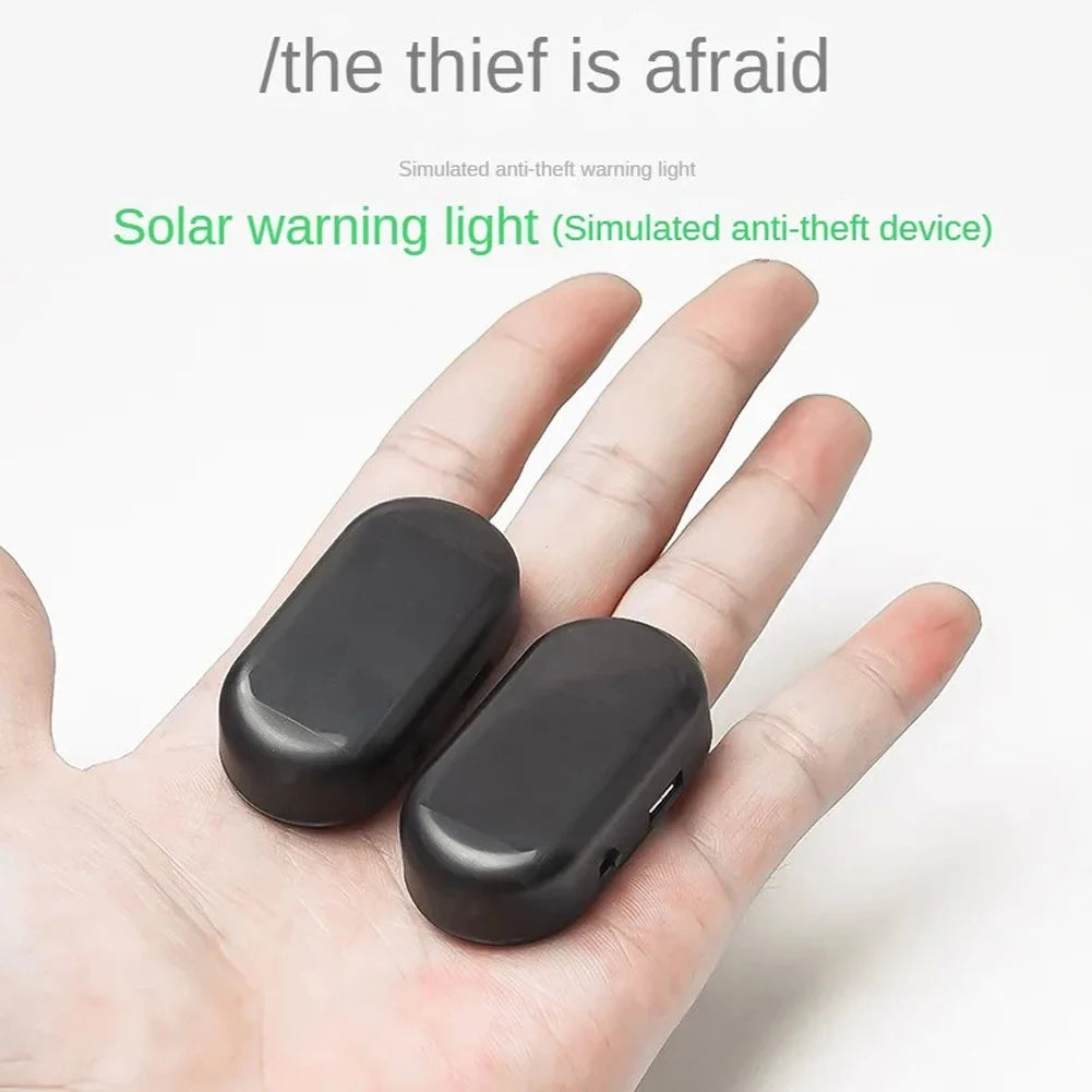 1/2Pcs, Car Fake Security Light, Solar Powered Simulated Dummy Alarm Wireless Warning Anti-Theft Caution Lamp LED Flash Imitation
