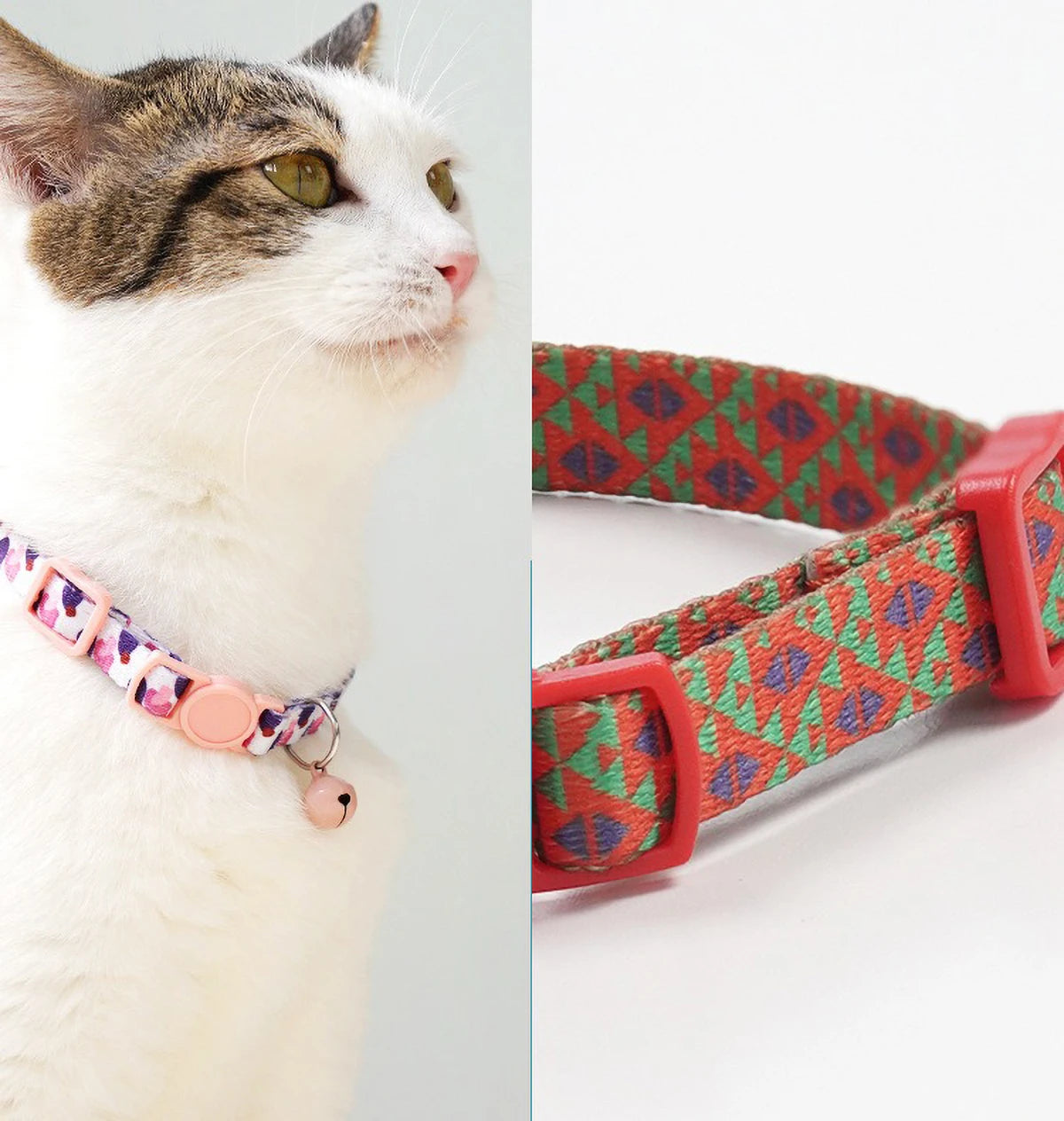 Cute Cat Weaving Necklace with Small Bell Design, Anti-Suffocation Cat Collar Adjustable 15-30cm Comfortable Soft nylon material