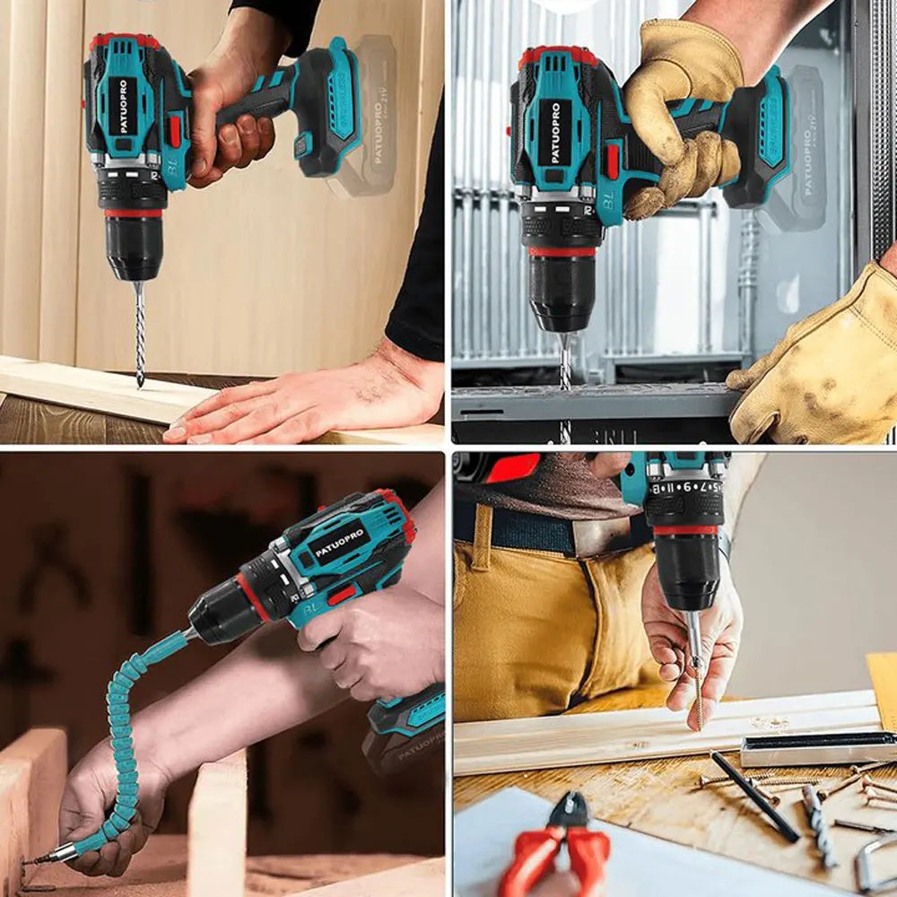10mm Cordless Brushless Electric Drill, 2-Speed Metal Chuck Screwdriver, Home DIY Tool For Makita 18V Battery (No Battery), PATUOPRO