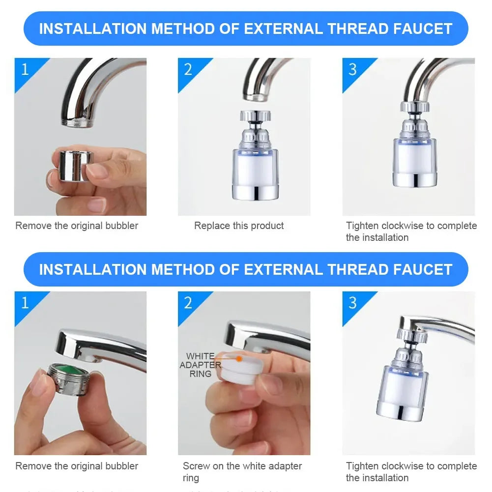 Faucet Filter Elements Water Purifier Filter, Remove Chlorine Heavy Metal Faucet Adapter, PP Cotton Filtration for Kitchen Bathroom